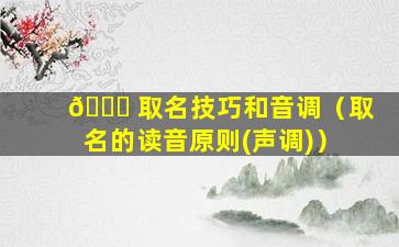 🍁 取名技巧和音调（取名的读音原则(声调)）